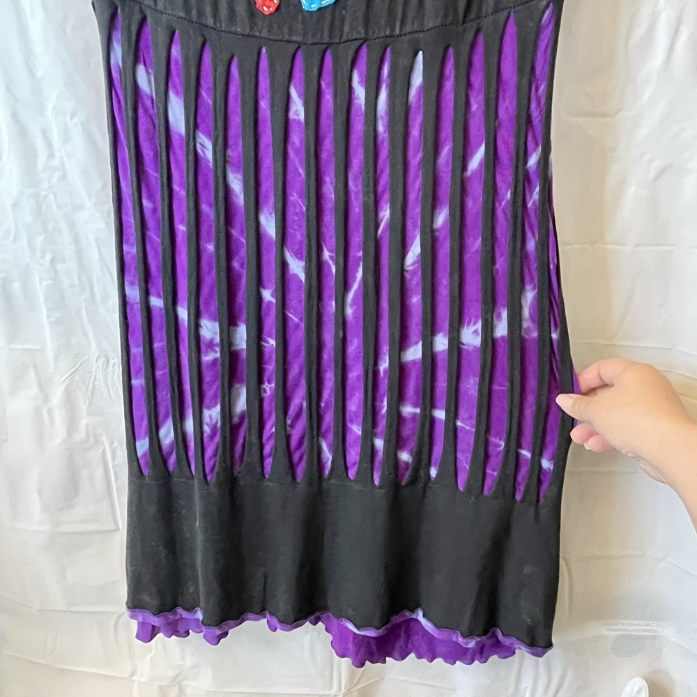 Rising International Women Sz L Dress Razor Cut Floral Embroidery Boho Artsy Y2K - Picture 3 of 8